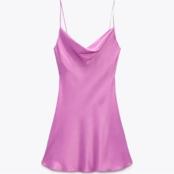 Zara Other - Zara Soft Pink Satin Mini Dress Women’s Size Large